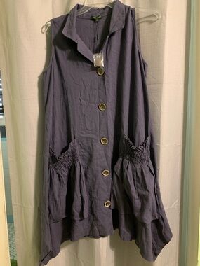 NWT For Cynthia Sleeveless Button-Front Dress in Deep Purple